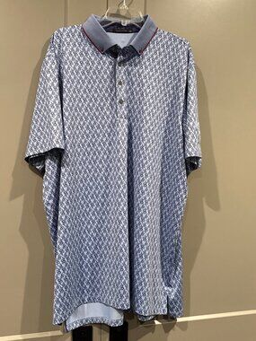 Greyson Performance Stretch Men's Oxford Blue  Golf Polo Shirt XXL